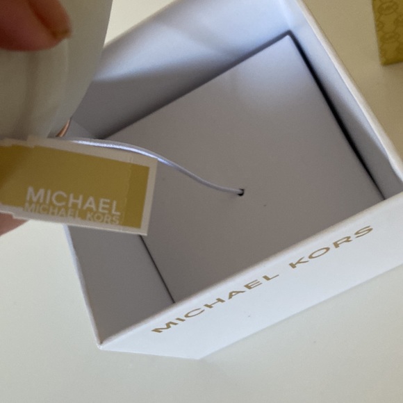 Michael Kors Polished Rose Gold-Tone MK Logo Bangle Bracelet - Picture 6 of 7